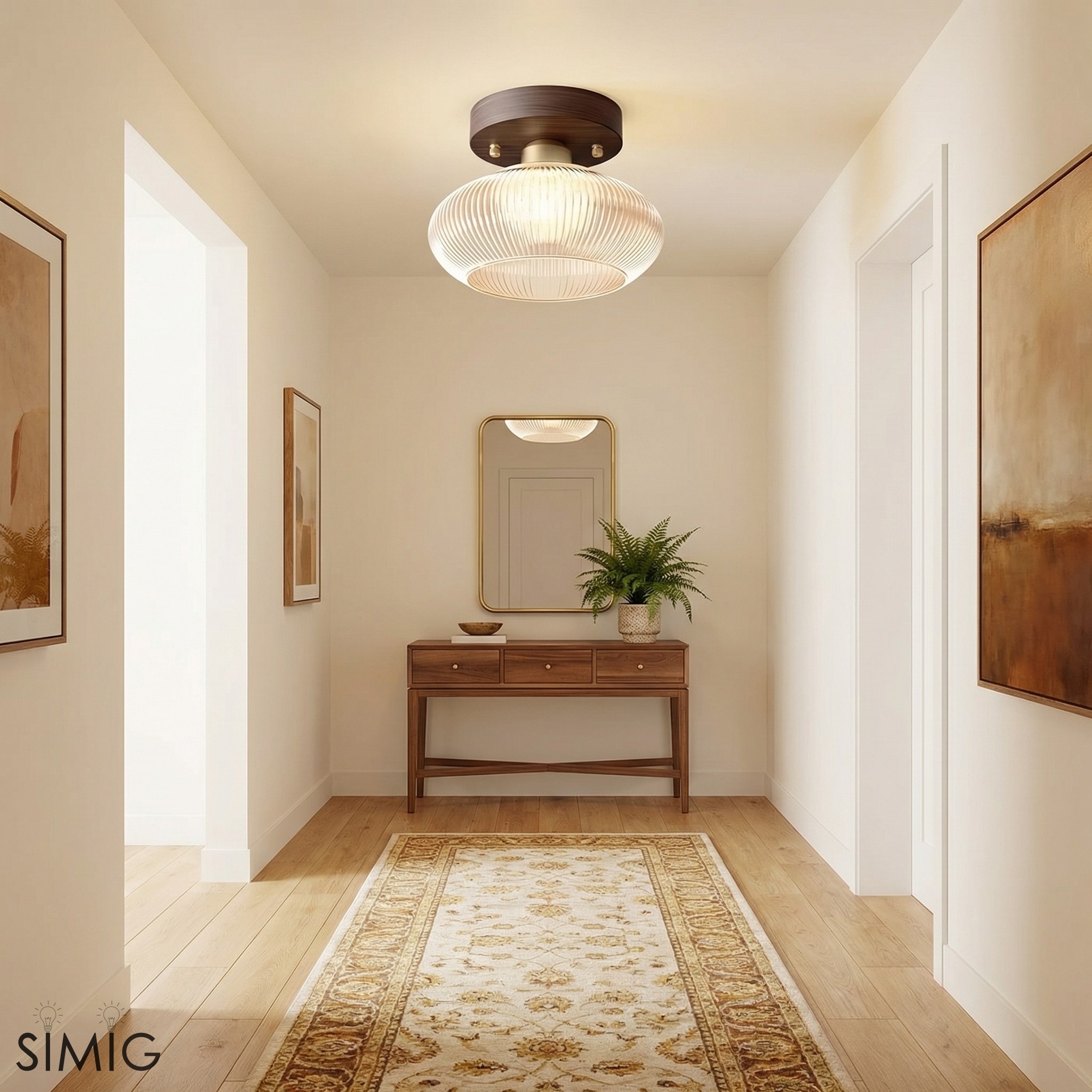 Soliro Soft Rounded Glass Dome Ceiling Light - Contemporary Flush Mount for Hallway and Bedroom T1088