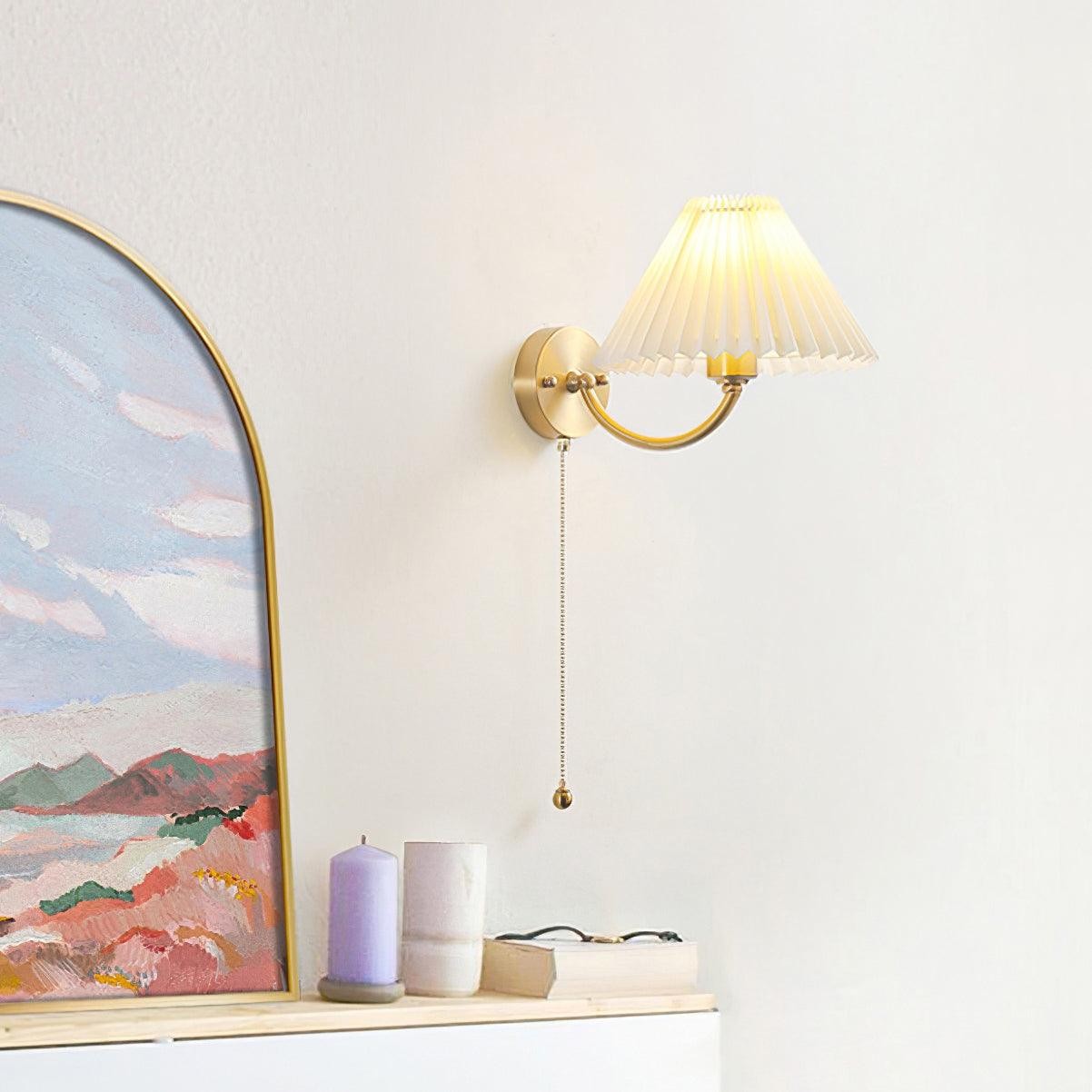 Modern Minimalist Luxury Fabric Brass Wall Lamp For Living Room M331
