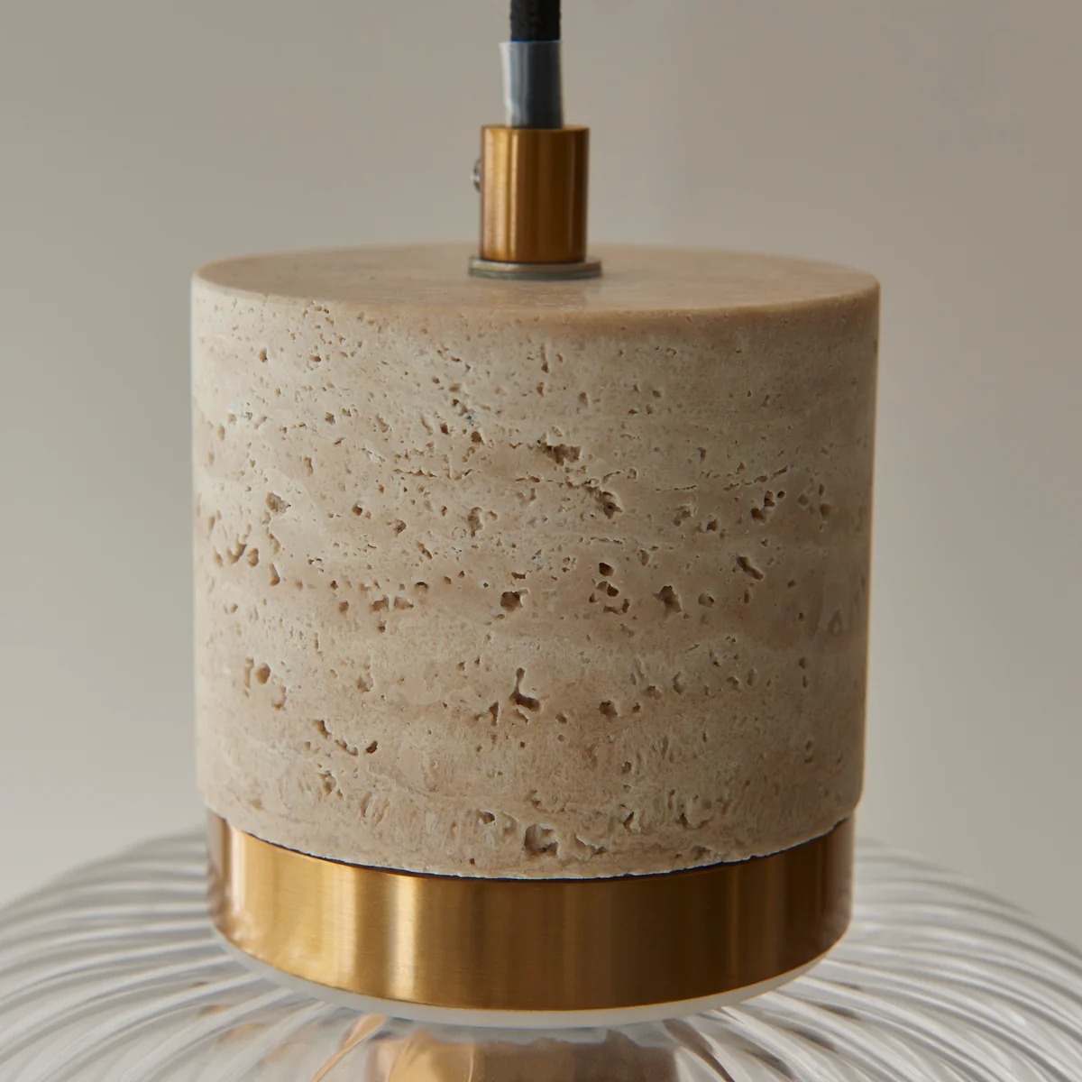 Korlisse Natural Stone and Glass Pendant Light - Stylish Lamp for Lounge or Living Room T929