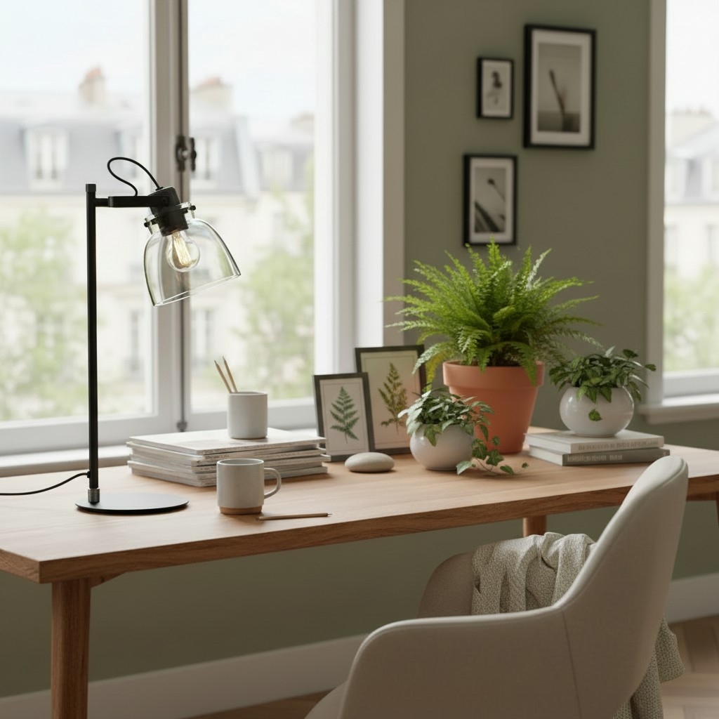 Readium Adjustable Table Lamp - Industrial Metal and Dome Glass for Bedroom and Study T871