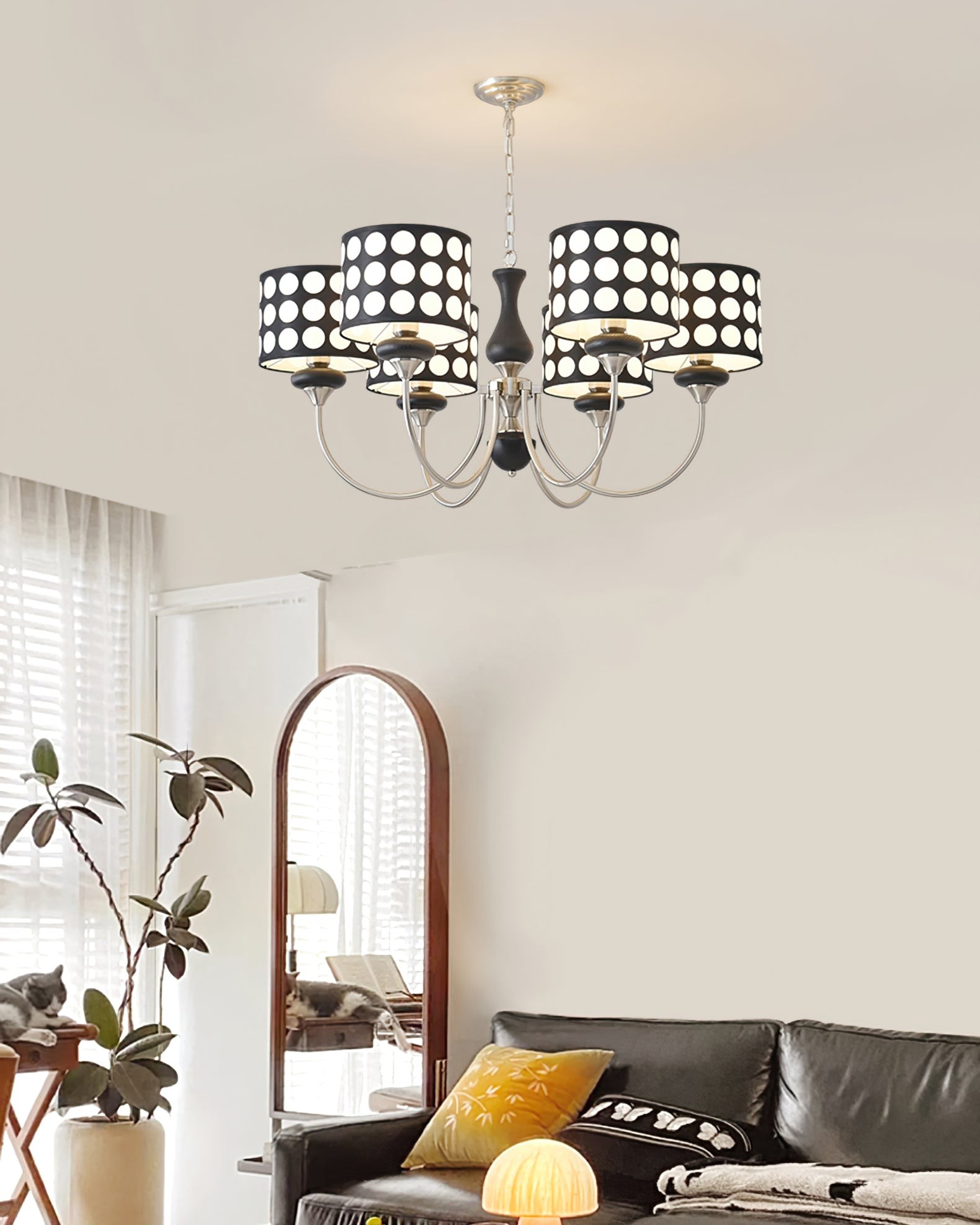 Geometry Black Polka Dots Fabric Chandelier S364