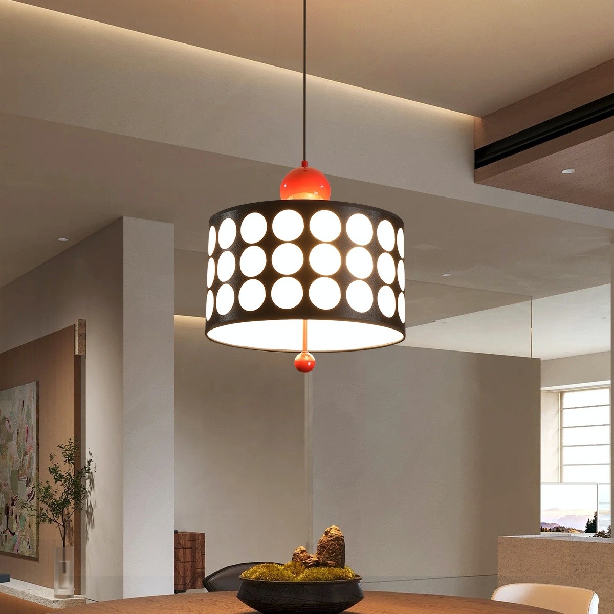 Polka Dot Lattice Pendant Lamp - French Vintage Light for Dining M165