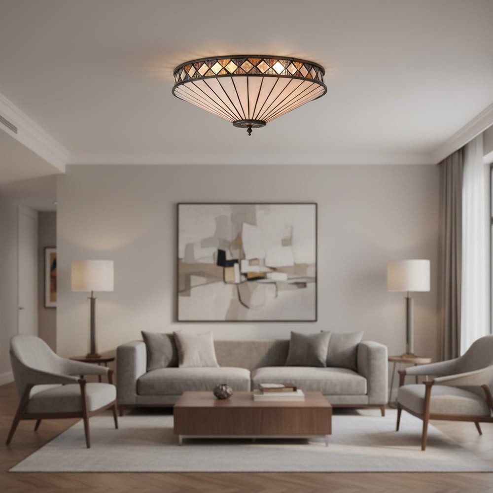 Fargo Tiffany Artistic Crystal Accents Ceiling Lamp for Living Room T466