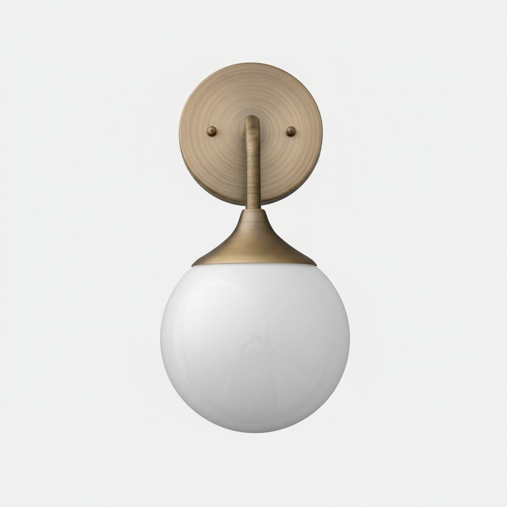 Glorica Glass Wall Sconce - Frosted Globe Light with Brass Fixture T395
