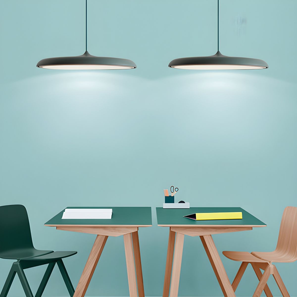 Modern Metal Saucer Pendant Light – Slim Design with LED Lighting M45