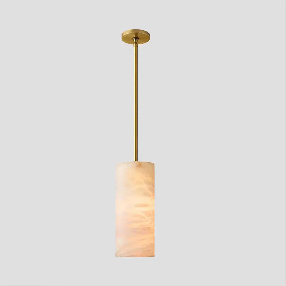 Hand Carved Alabaster Cylinder Pendant Light T115