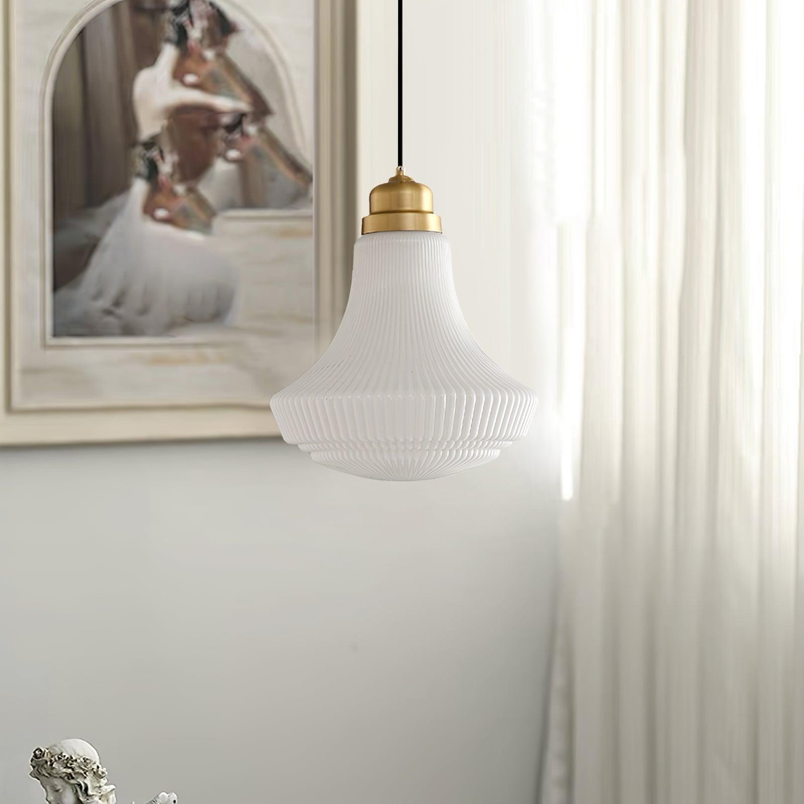 Classical Brass Alabaster Glass Pendant Lamp M318