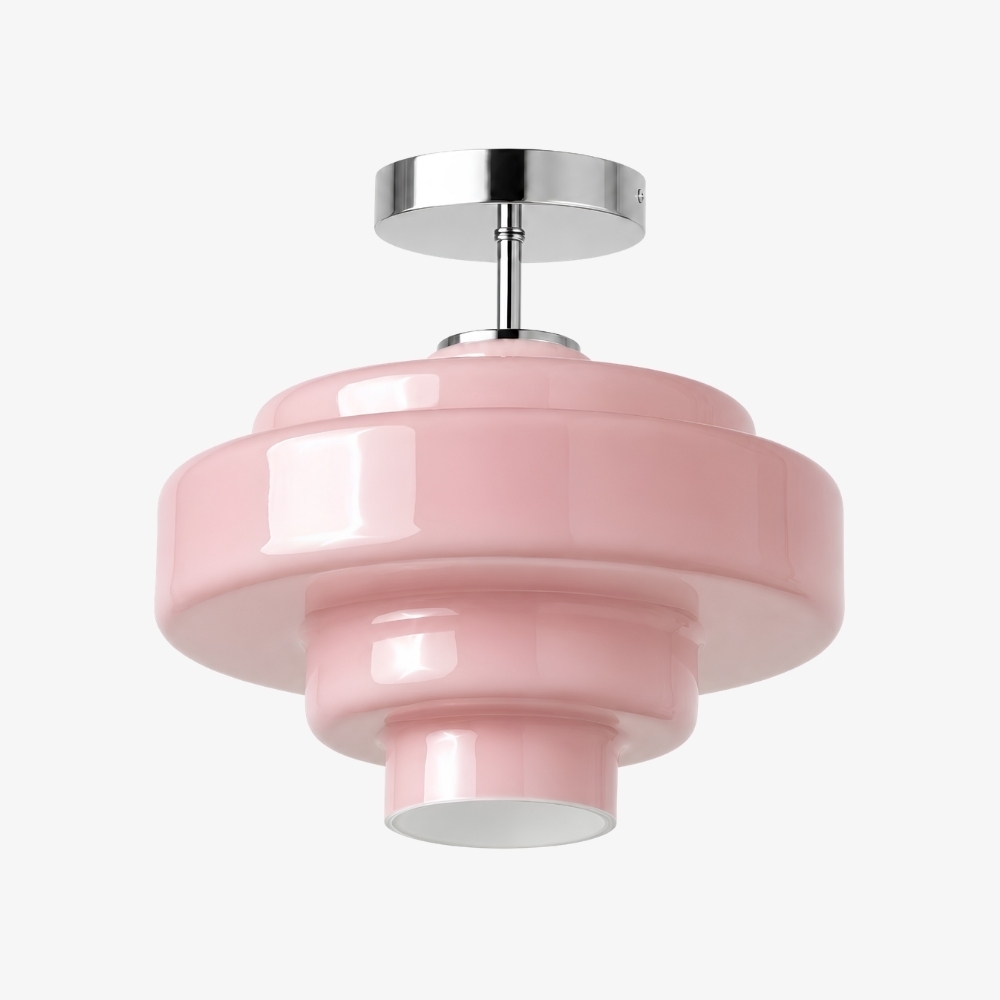 Koloro Glass Ceiling Light - Layered Rounded Design Lampshade for Hallway or Cloakroom T2251