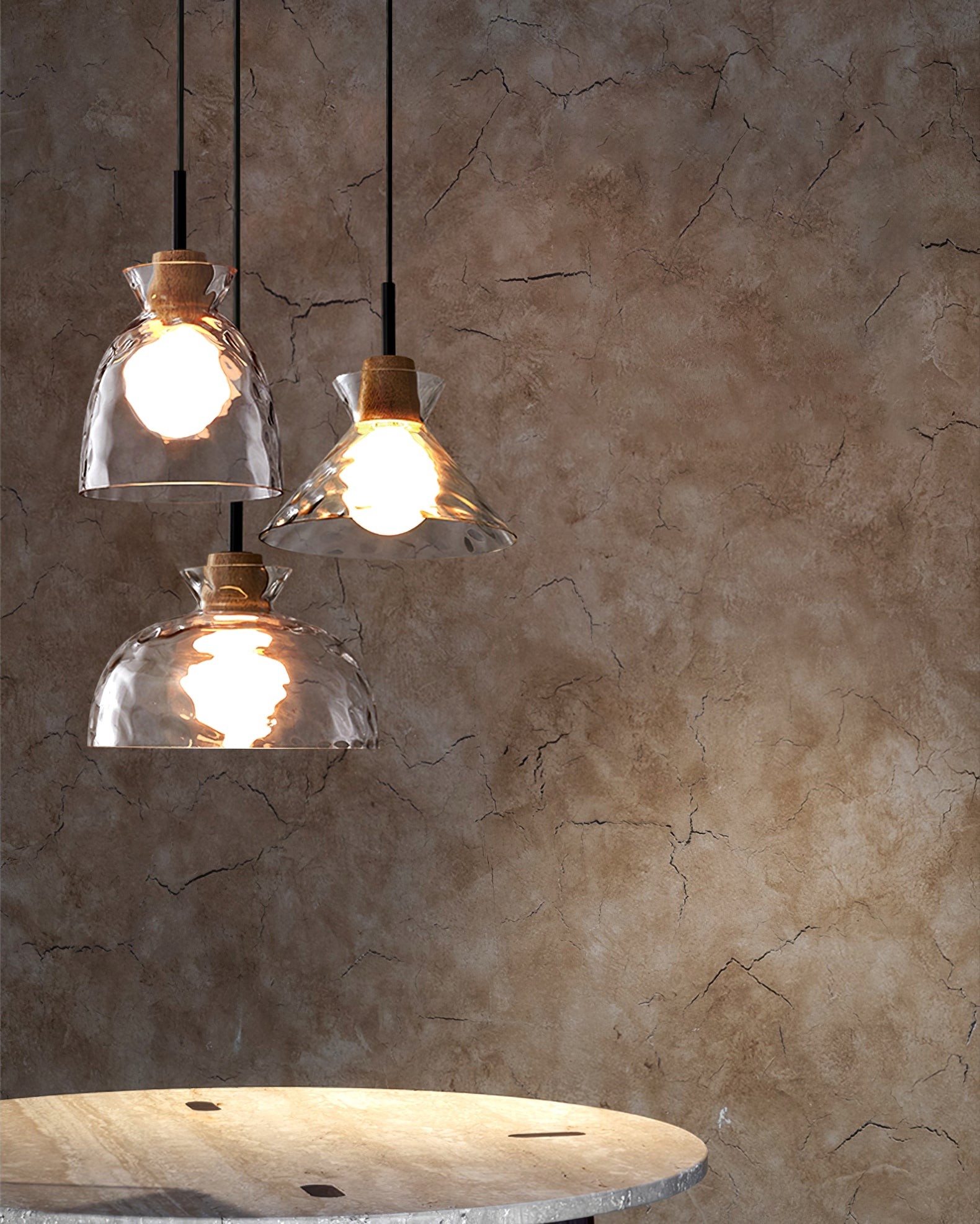 Modern Water Ripple Transparent Glass Pendant Lamp M16