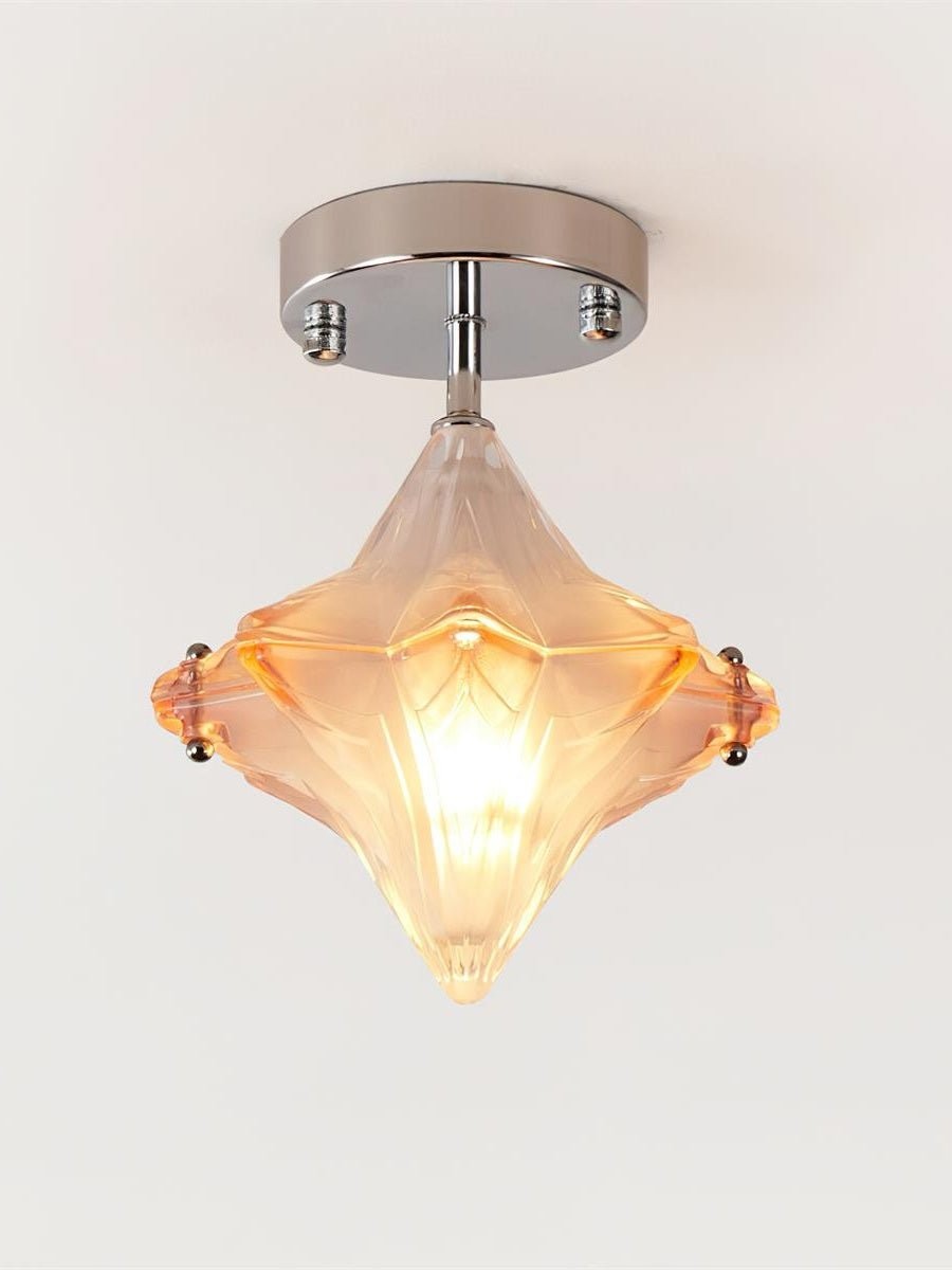 Art Deco Star Ceiling Lamp - Frosted Glass Fixture for Hallway & Entryway - Astris Ceres T435