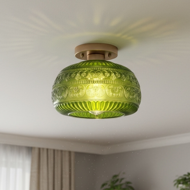 Lurex Engraved Textured Glass Flush Mount - Classic Entryway Decorative Light U21