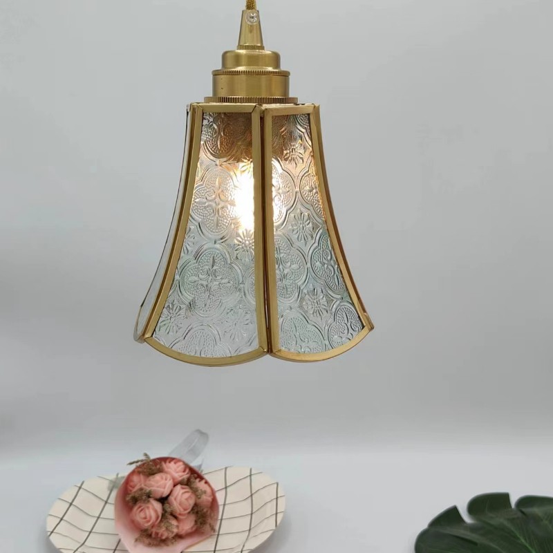 Japanese Vintage Begonia Glass Pendant Light