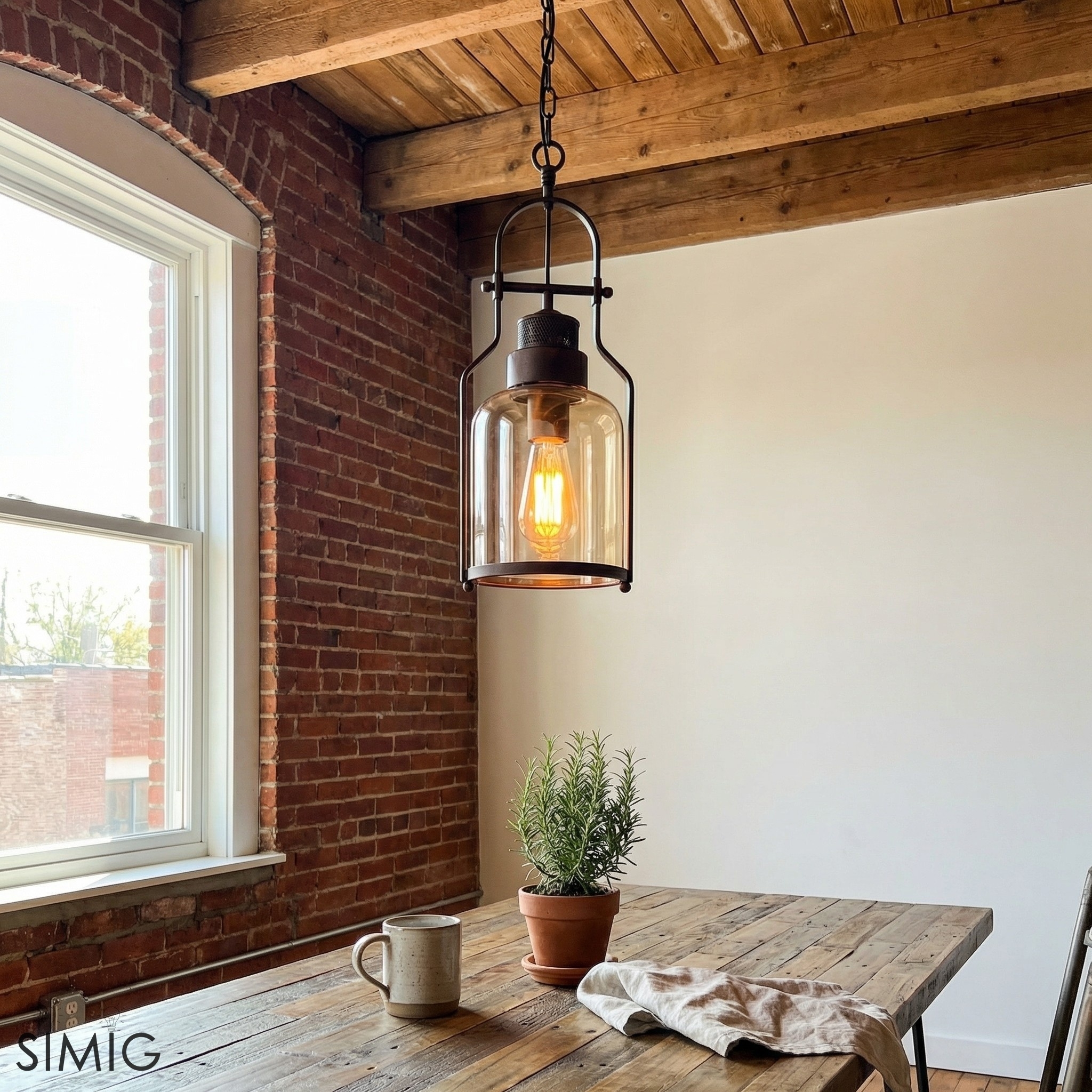 Lirra Vintage Iron Glass Pendant Lamp - Industrial Style Ceiling Lamp for Bars and Homes U20