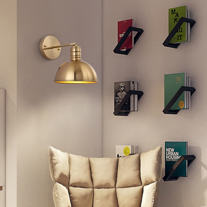 Modern Simple Iron Plated Brass Cone Round 1-Light Wall Sconce Lamp T179