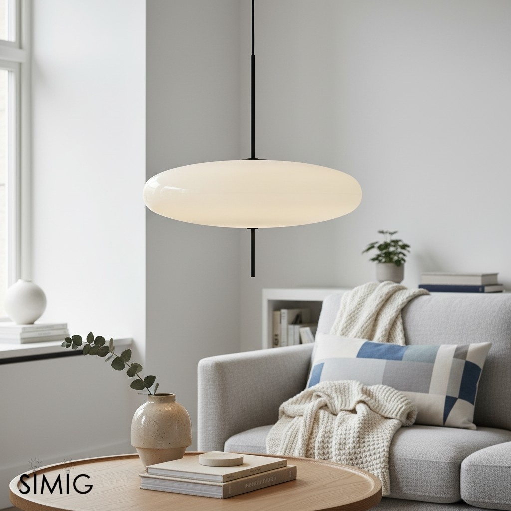 Modern Oval Pendant Light – Metal and Acrylic Pendant Lamp for Living Room