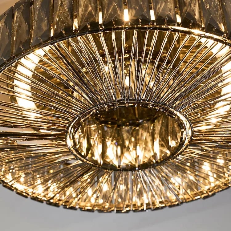 Glomar Glass Round Flush Ceiling Light - Modern Metal Glass Finish Living Areas T542