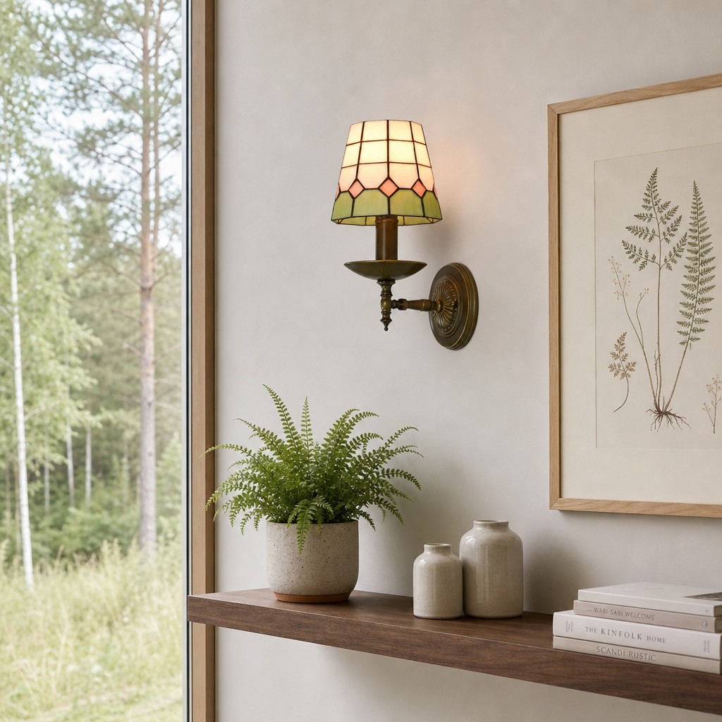 TF Tivanny Vintage Retro Stained Glass Wall Lamp for Bedrooms and Entryways T2226