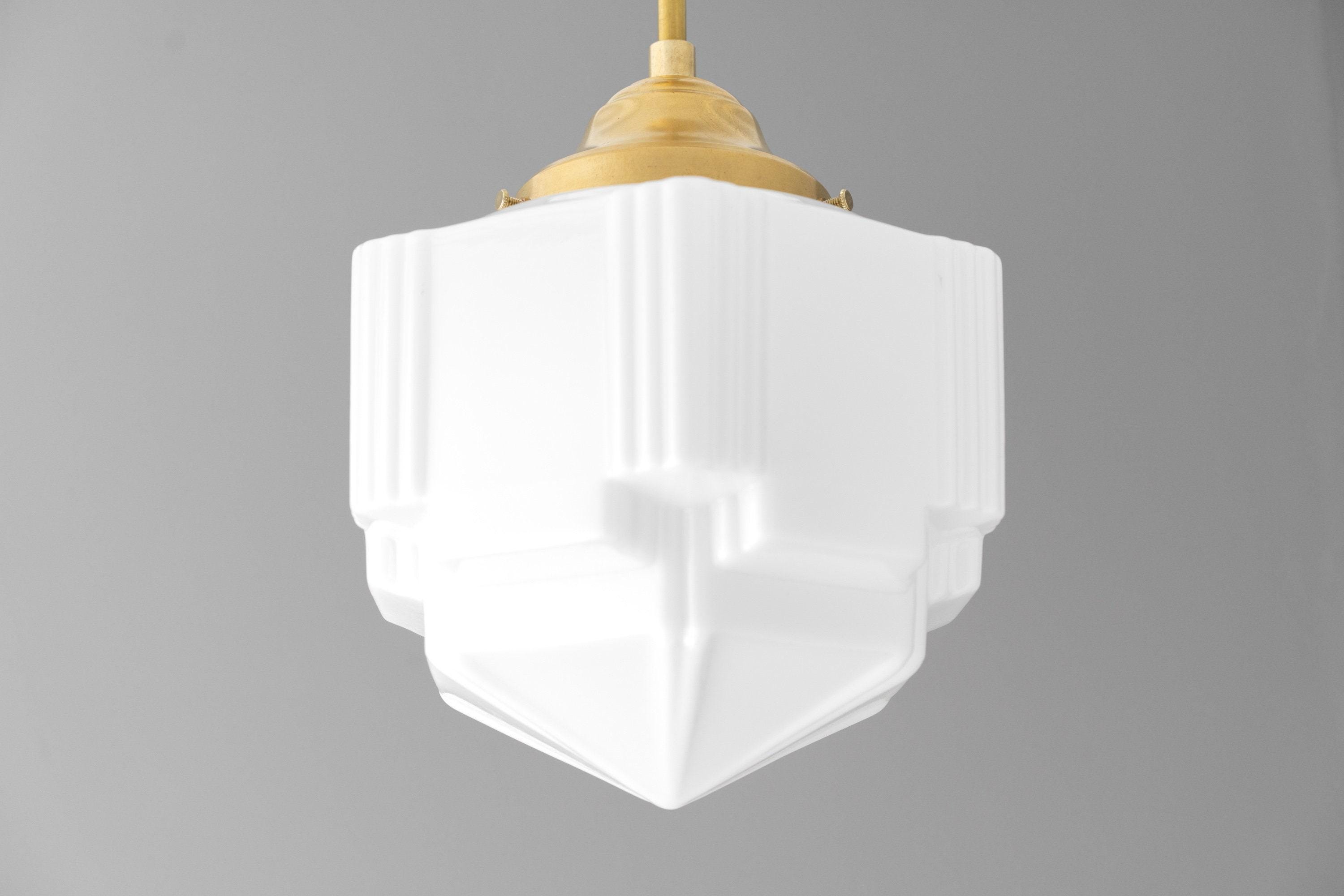 Geotower Glass Modern Pendant Light - Skyscraper Design - Brass or Black or Nickel Finish T340