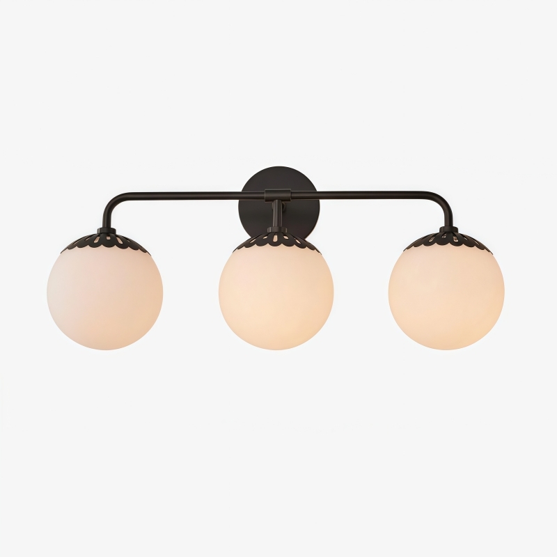 Vinbrea Glass Globe Wall Lamp - Minimal Curved Arm Light for Living Room T1209