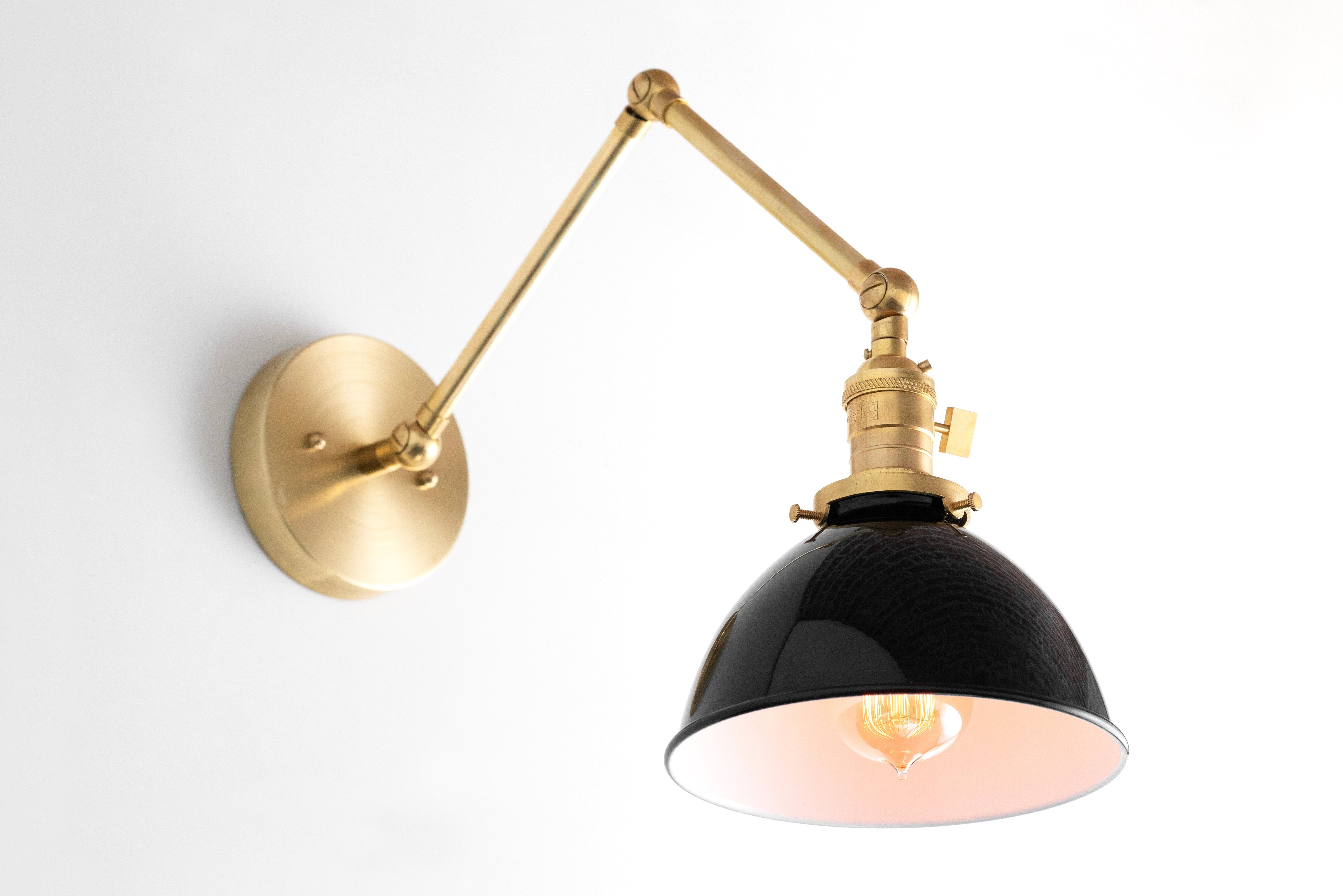 Conique Metal Vintage Industrial Swing Arm Wall Lamp - Adjustable Dome Shade for Study T313