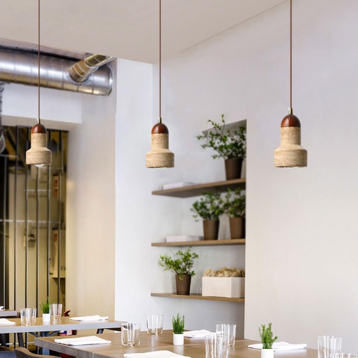 Natural Travertine Rocket - Inspired Pendant Light S275