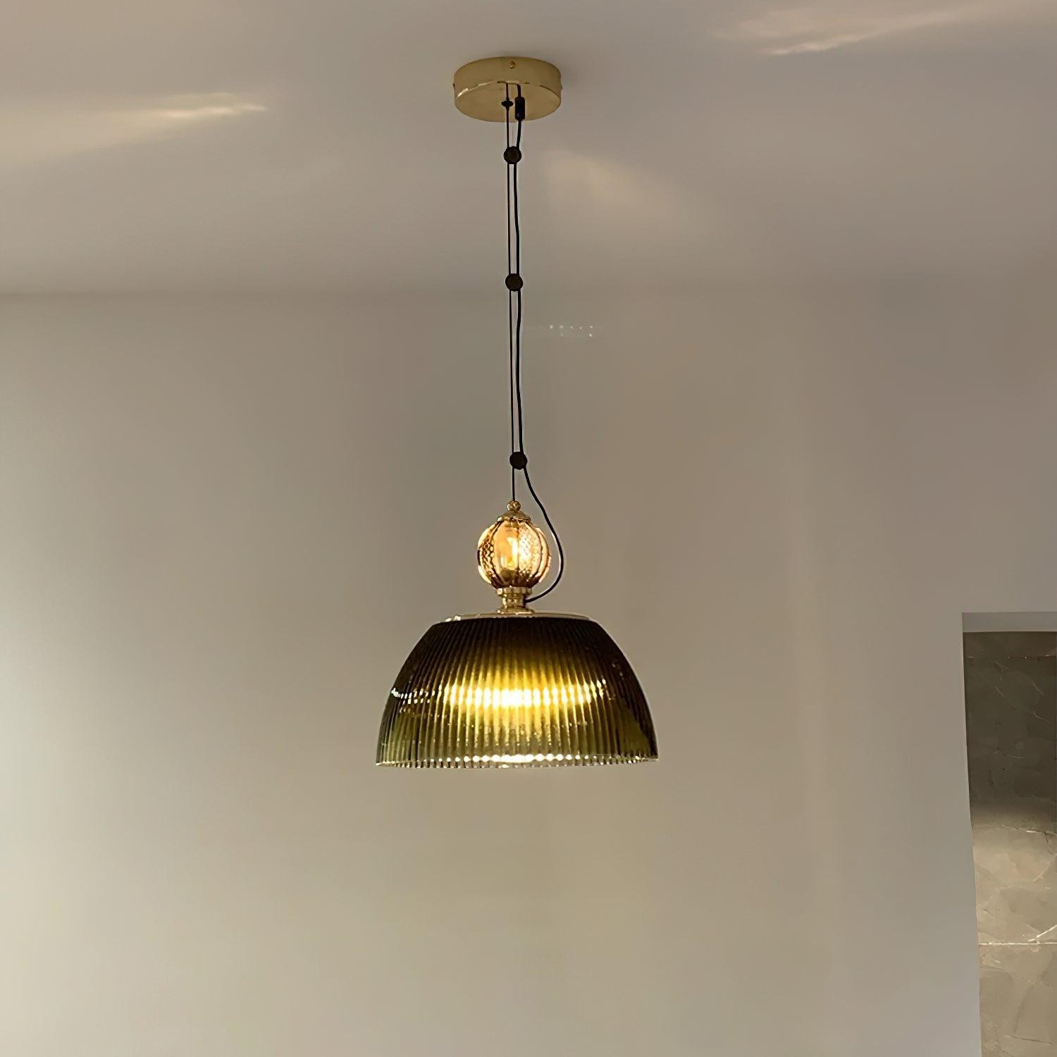 Modern Vintage Gradient Green Glass Shade Single Head Pendant Lamp M361