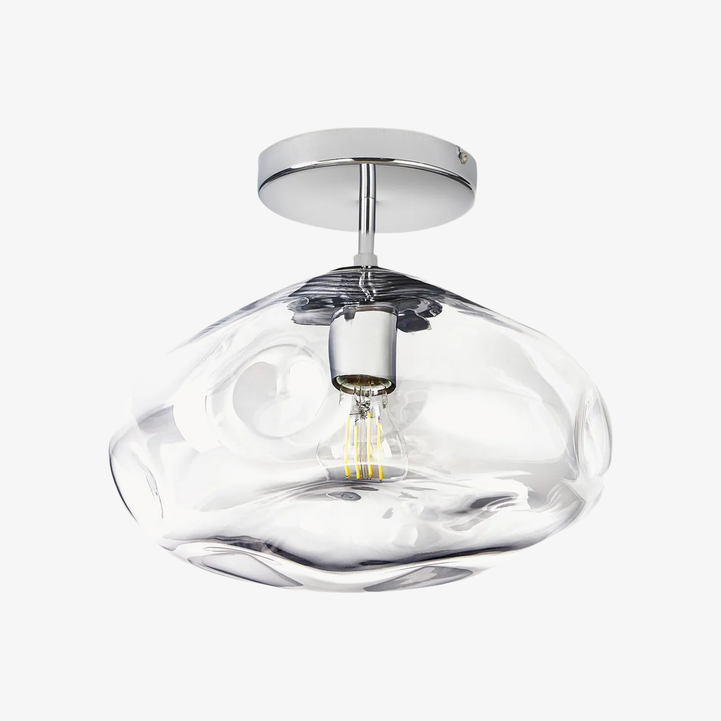 Glissora Reflective Glass Semi-Flush Ceiling Lamp - Sculptural Design Versatile Finish for Hallways Dining T799