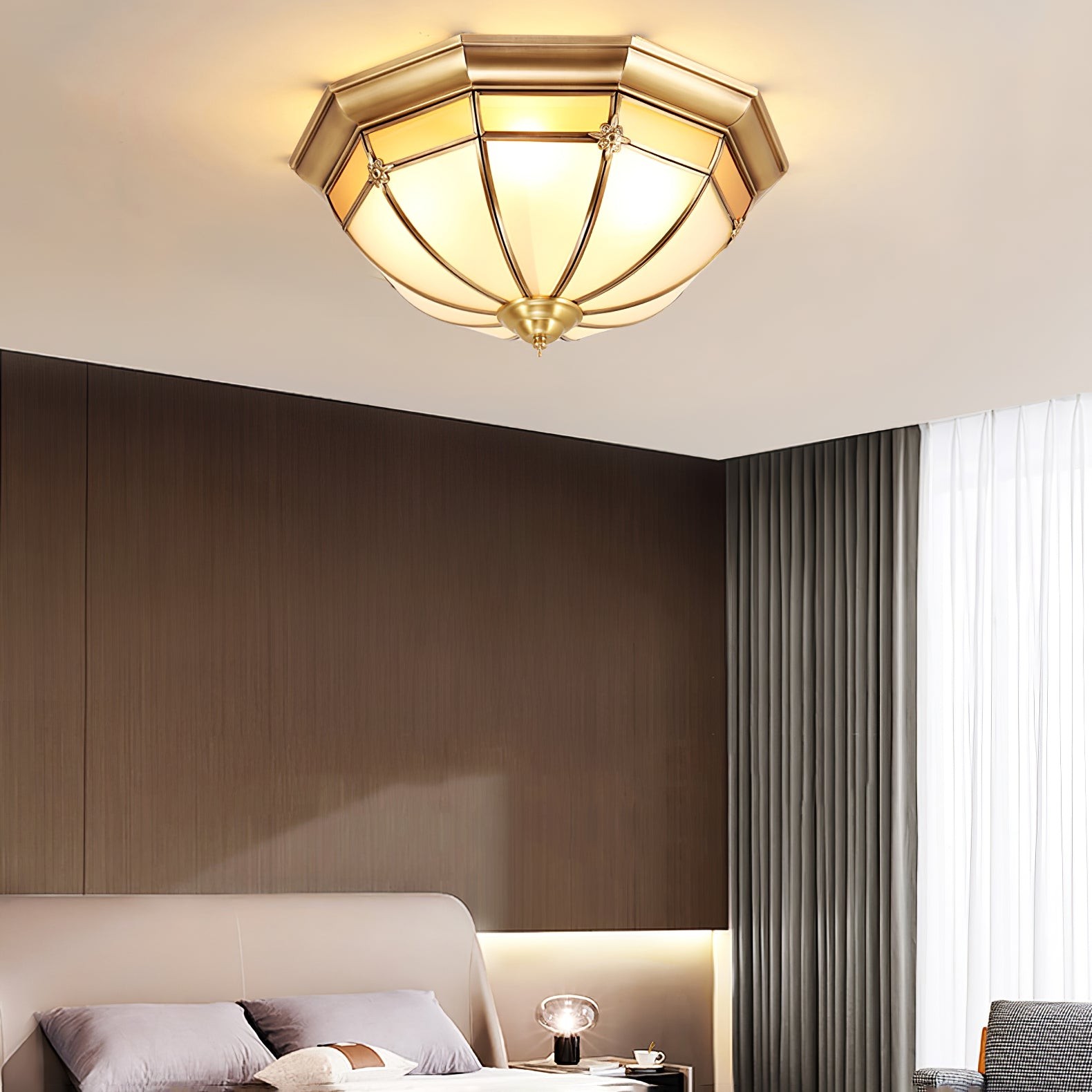 Dome Brass Flush Ceiling Lamp M460