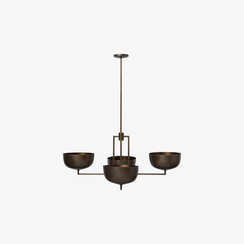 Lustrona Multi-Light Chandelier Metal Dome Shades - Streamlined Modern for Dining Room T693