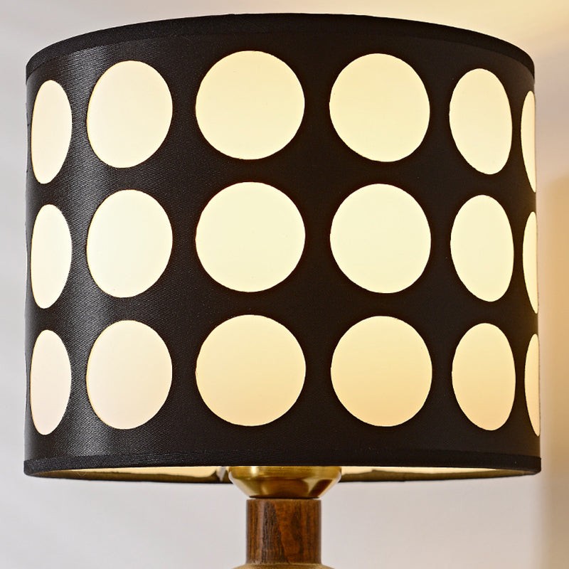 French White Polka Dot Fabric Cylinder Shade Wall Sconce S366
