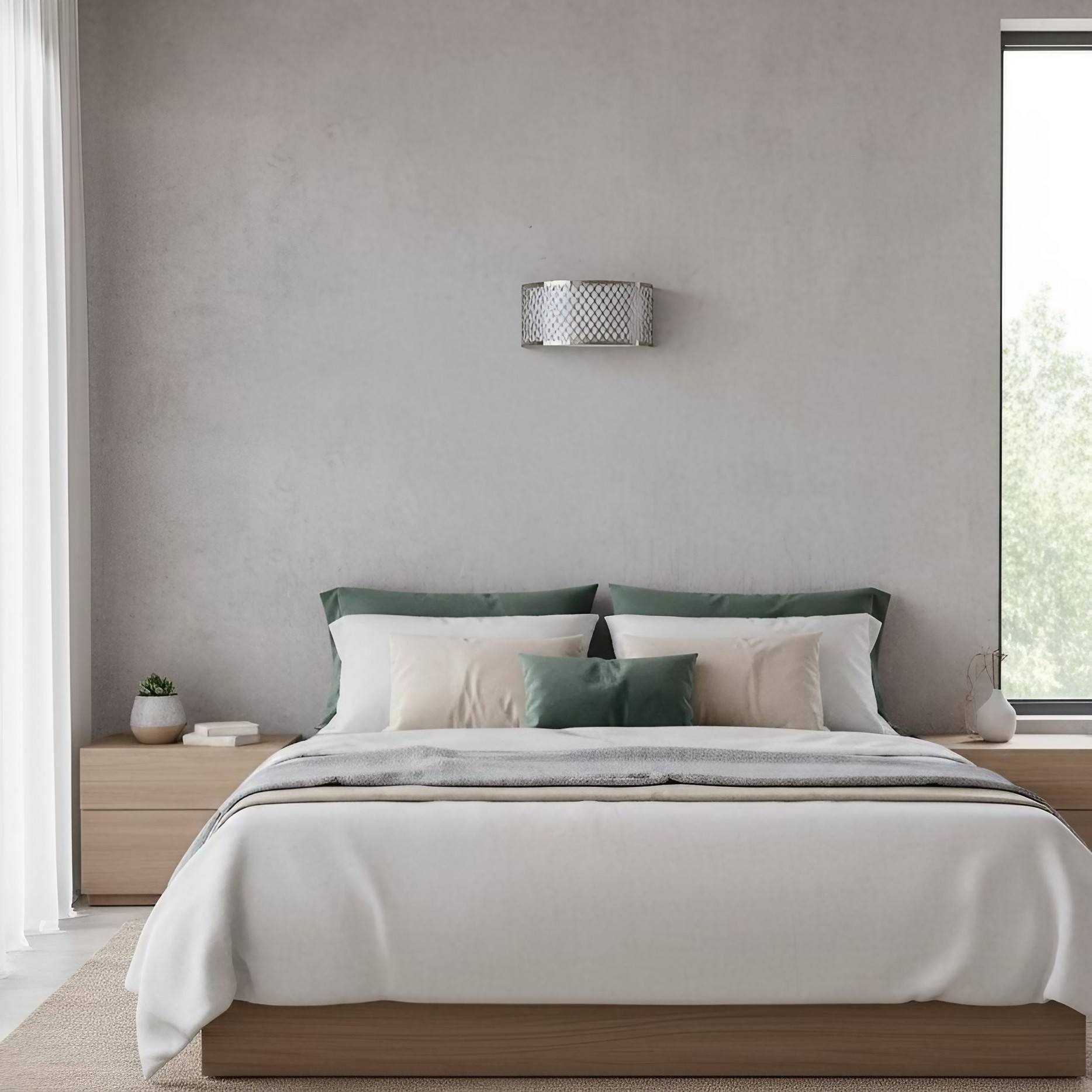 Liorin Fretwork Wall Light - Modern Curved Metal and Fabric Shade Sconce for Hallway or Bedroom T995