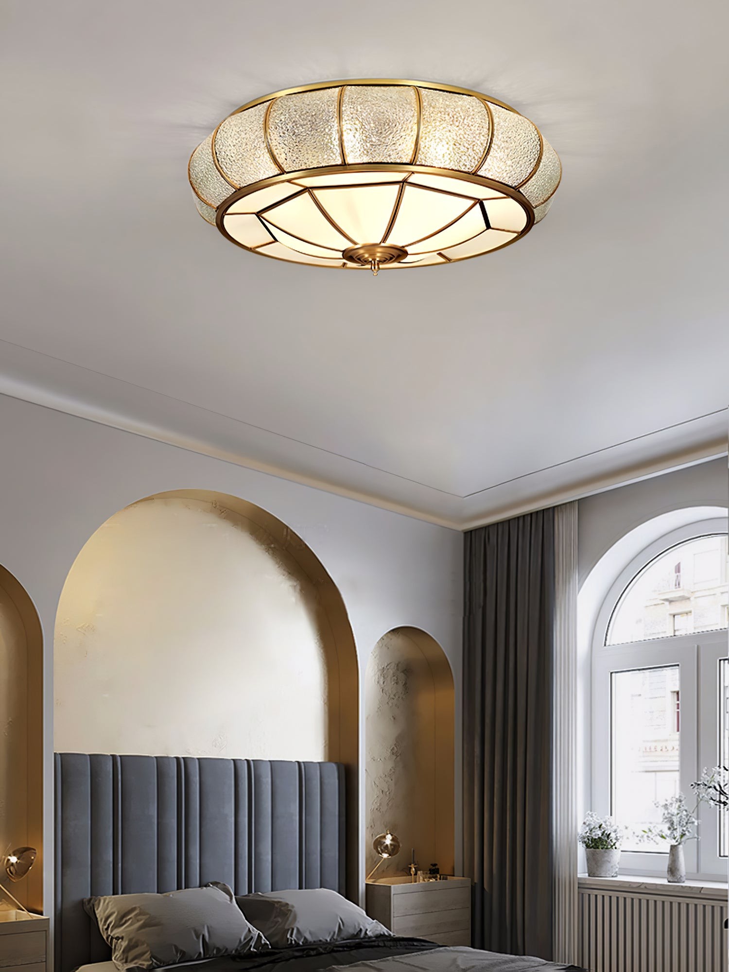 Round Textured Glass Ceiling Light M416