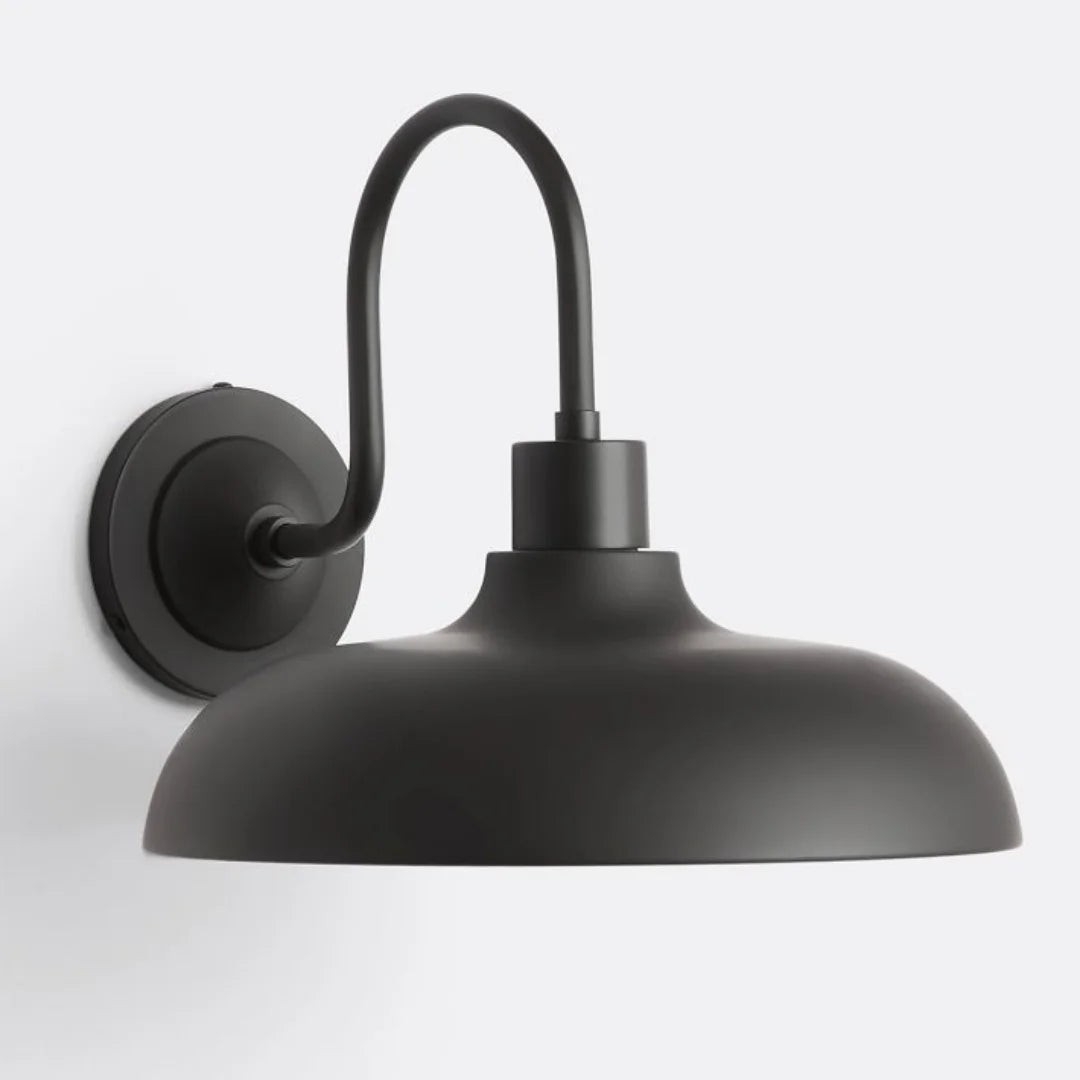 Velara Industrial Metal Rustic Dome Wall Sconce - Classic Curved Outdoor Wall Light for Porch and Patio U08