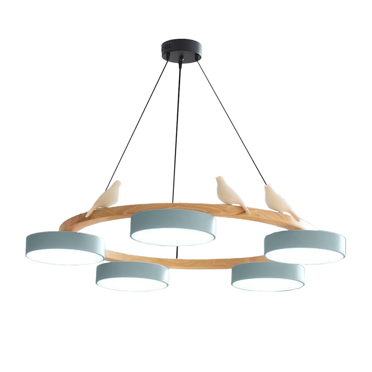 Nordic Wooden Bird Creative Round Chandelier S206