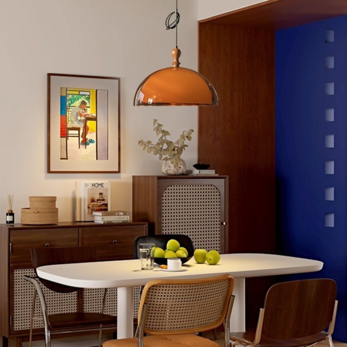 Vintage Sunset Pendant Lamp – Amber Acrylic & Walnut Finish S256