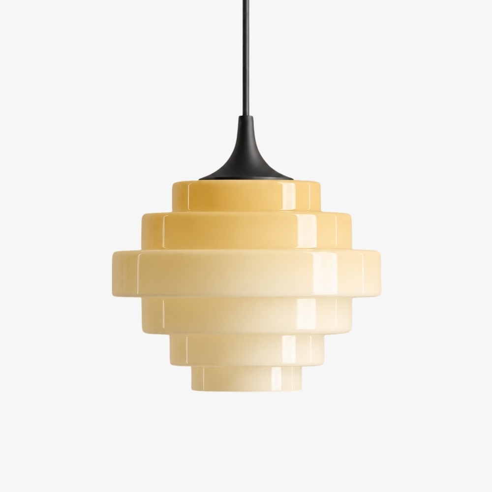 Sanenos Retro Geometric Glass Pendant Light - Gradient Glass Shade for Living or Dining Room T2193