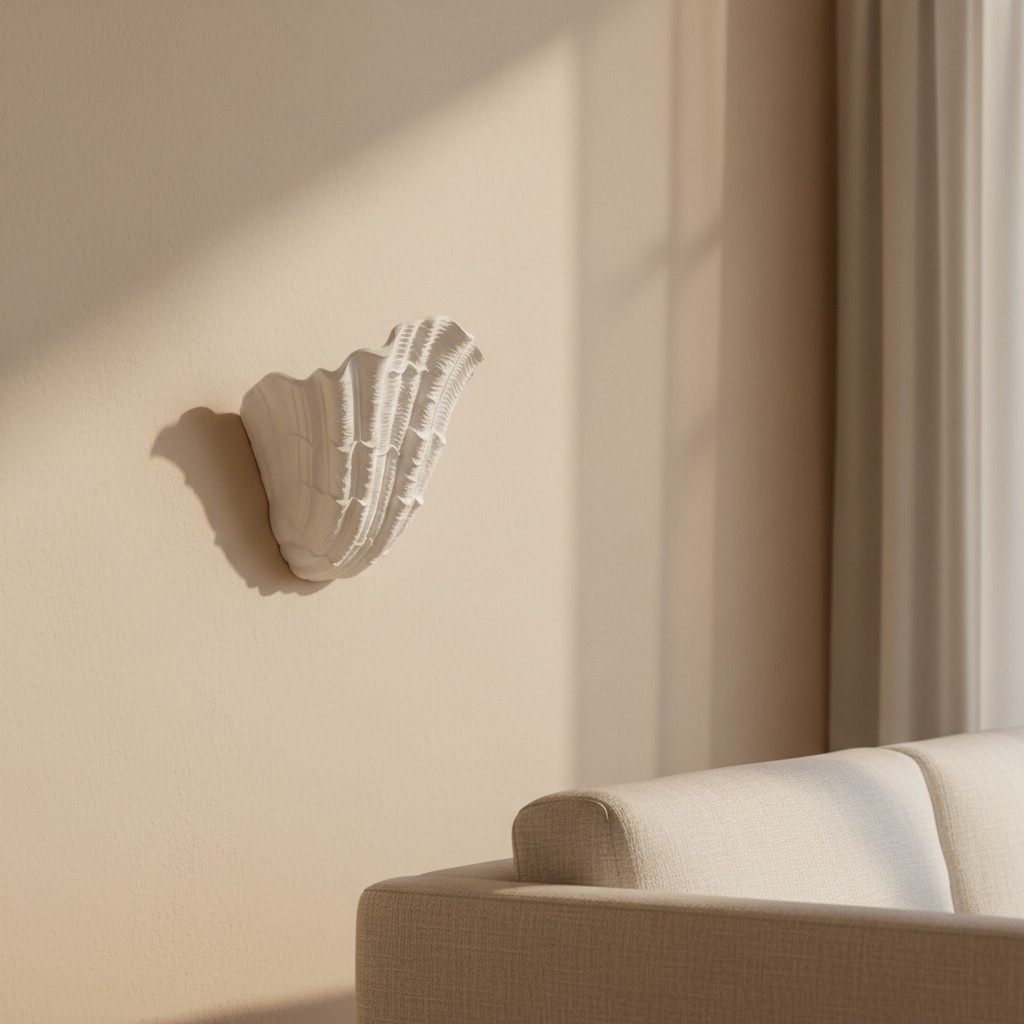 Seavira Organic Seashell Texture Wall Light - Modern Plaster Sconce for Living Room and Entryway T1110
