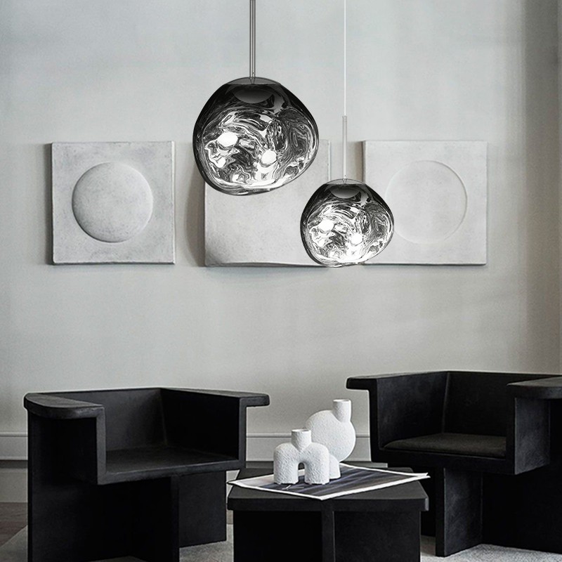Glass Dynamic Pendant Light - Artistic Metallic Glow Pendant for Dining Area S54