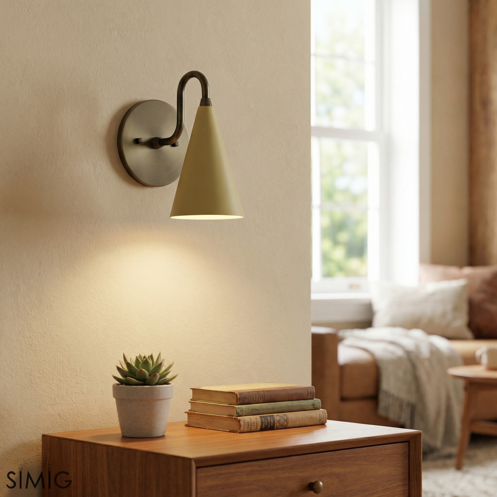 Curva Elegant Taper Shade Wall Sconce - Contemporary Accent for Living Room T780