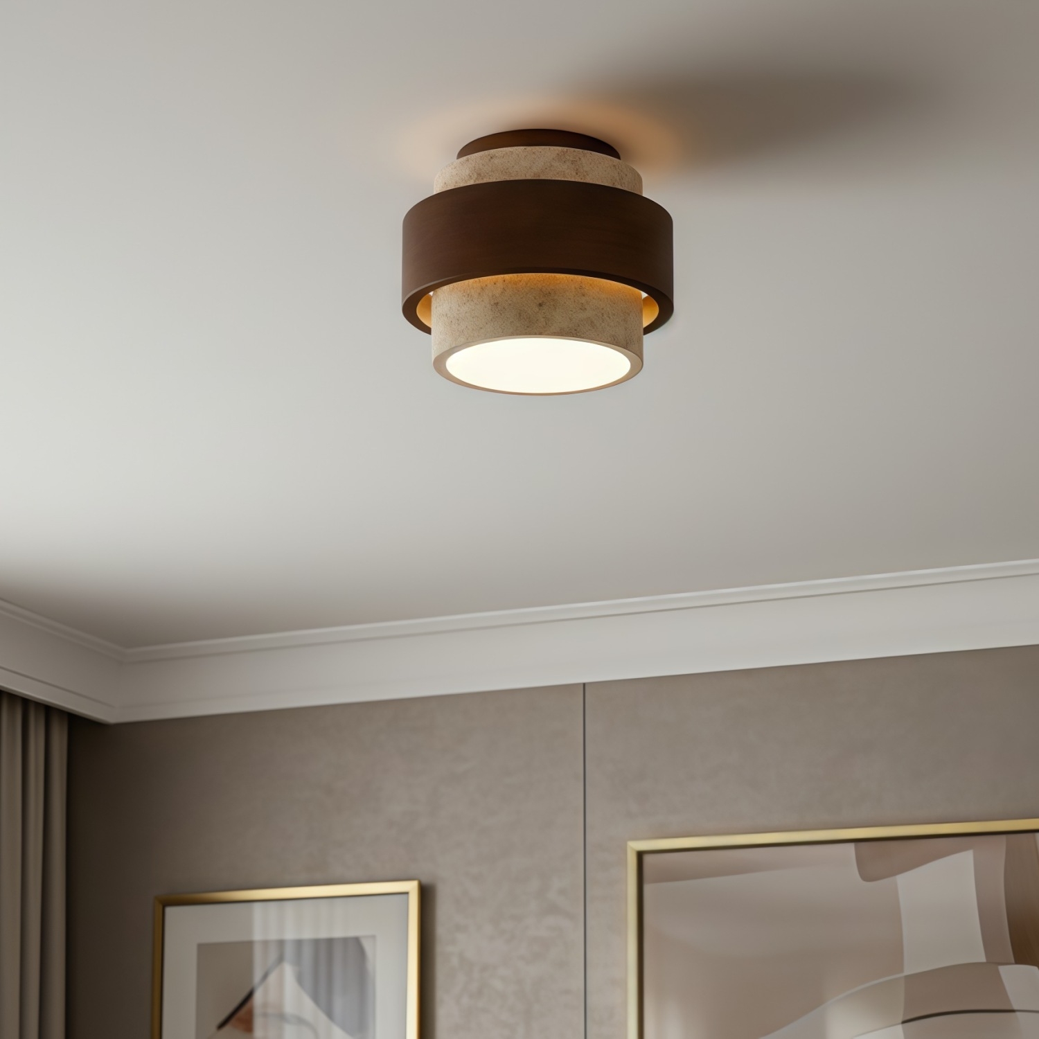 Natural Stone Texture Ceiling Light - Wabi Sabi Style Fixture T1103