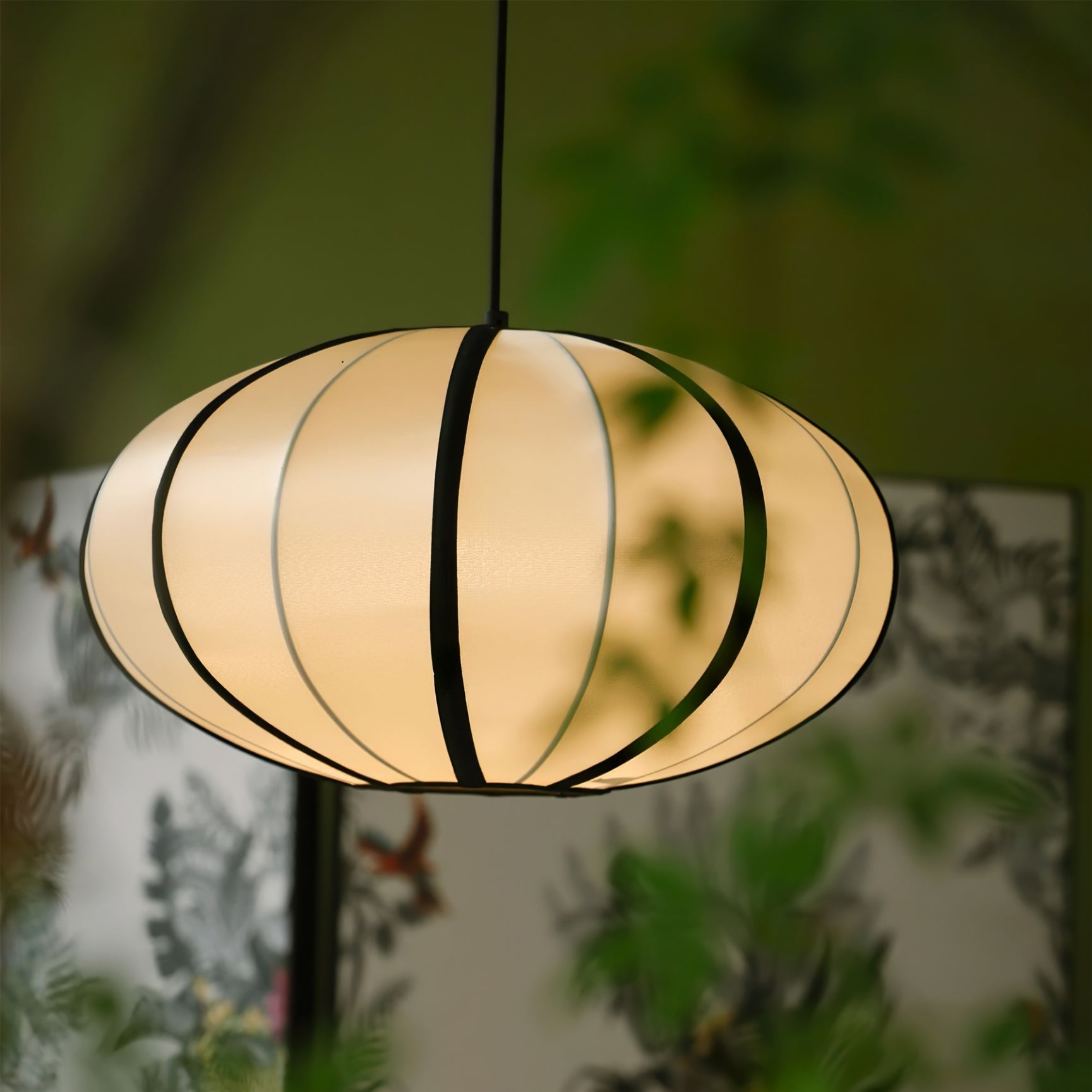 Vintage Silk Lantern Pendant Lamp M473