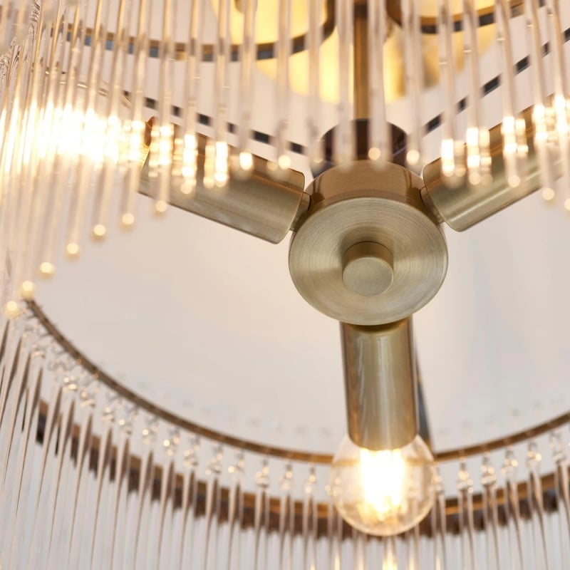 RibGlow Antique Brass 3-Light Ceiling Light with Clear Glass - Hallway or Bedroom T979