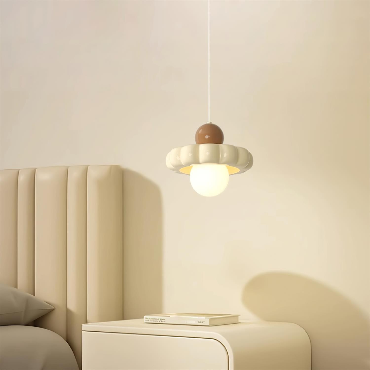 Cream Style Long Line Pumpkin Texture Pendant Lamp M173