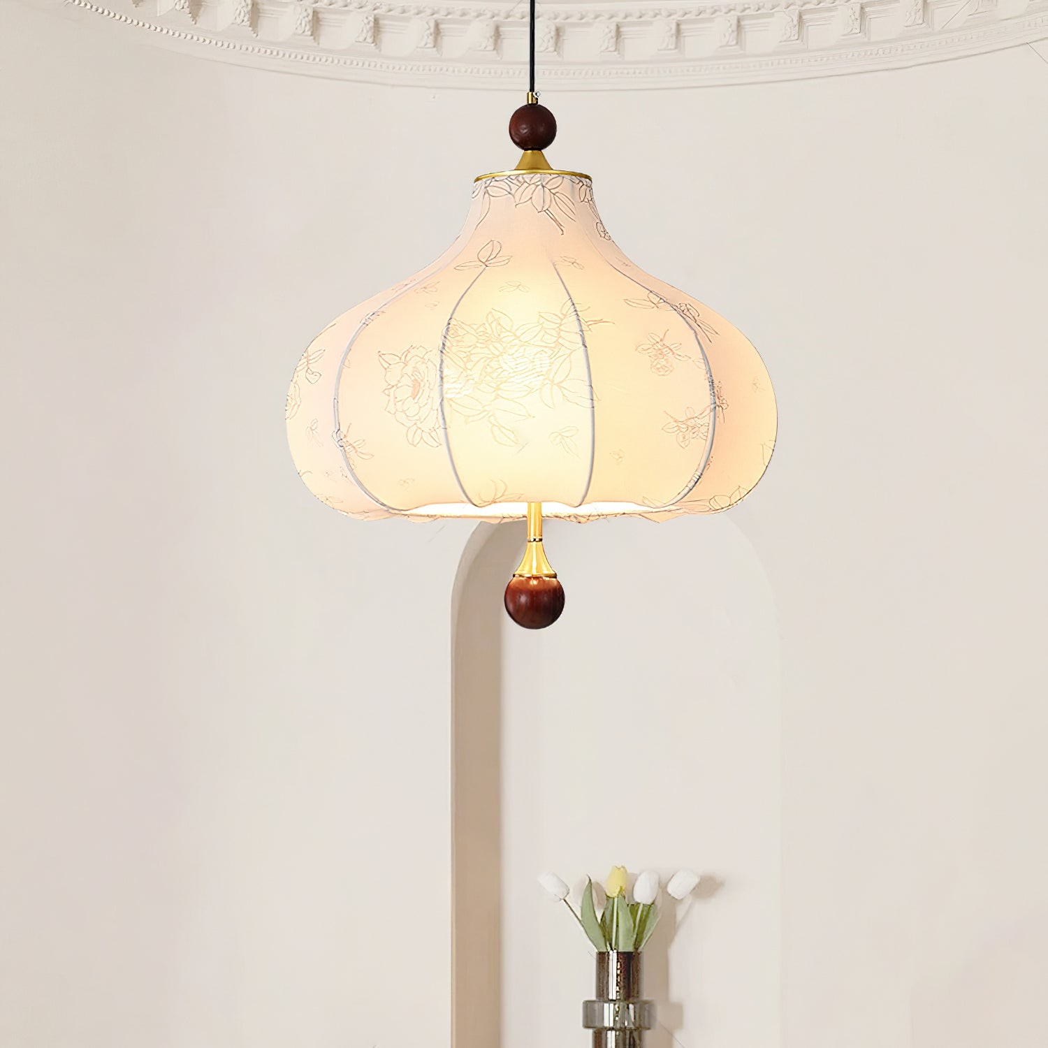 French Retro Fabric Pattern Pendant Lamp M562