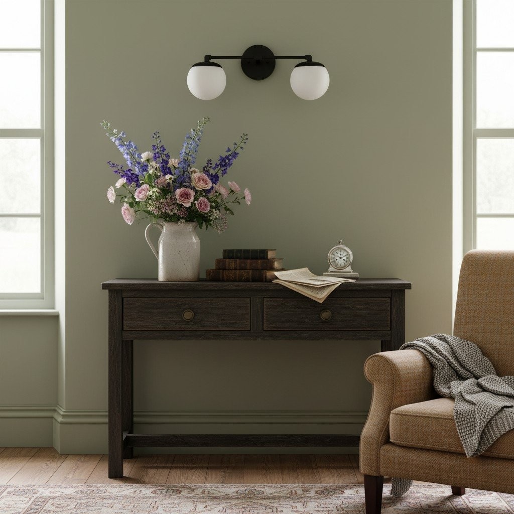 Glorica Glass Vanity Light - Art Deco Brass Wall Globe Fixture Modern T392