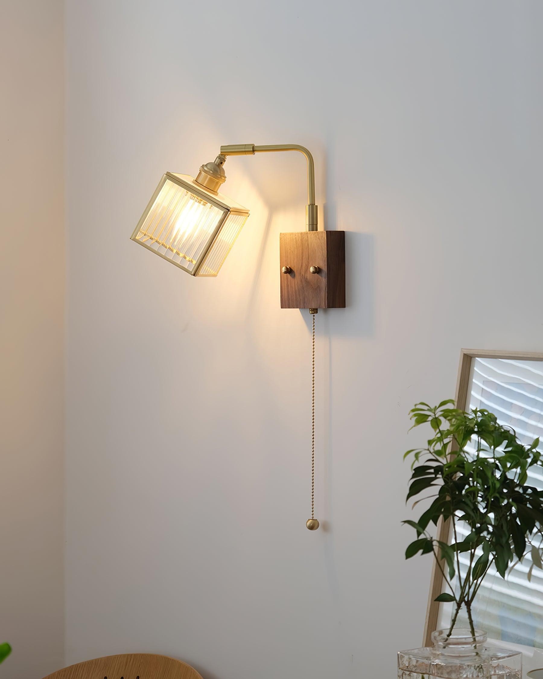 Square Glass Adjustable Wooden Wall Lamp M247