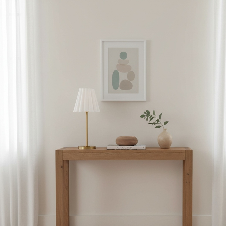 Ruffmeto Transitional Slim Table Lamp - Sculptural Shade Lighting for Living Room or Bedroom T672