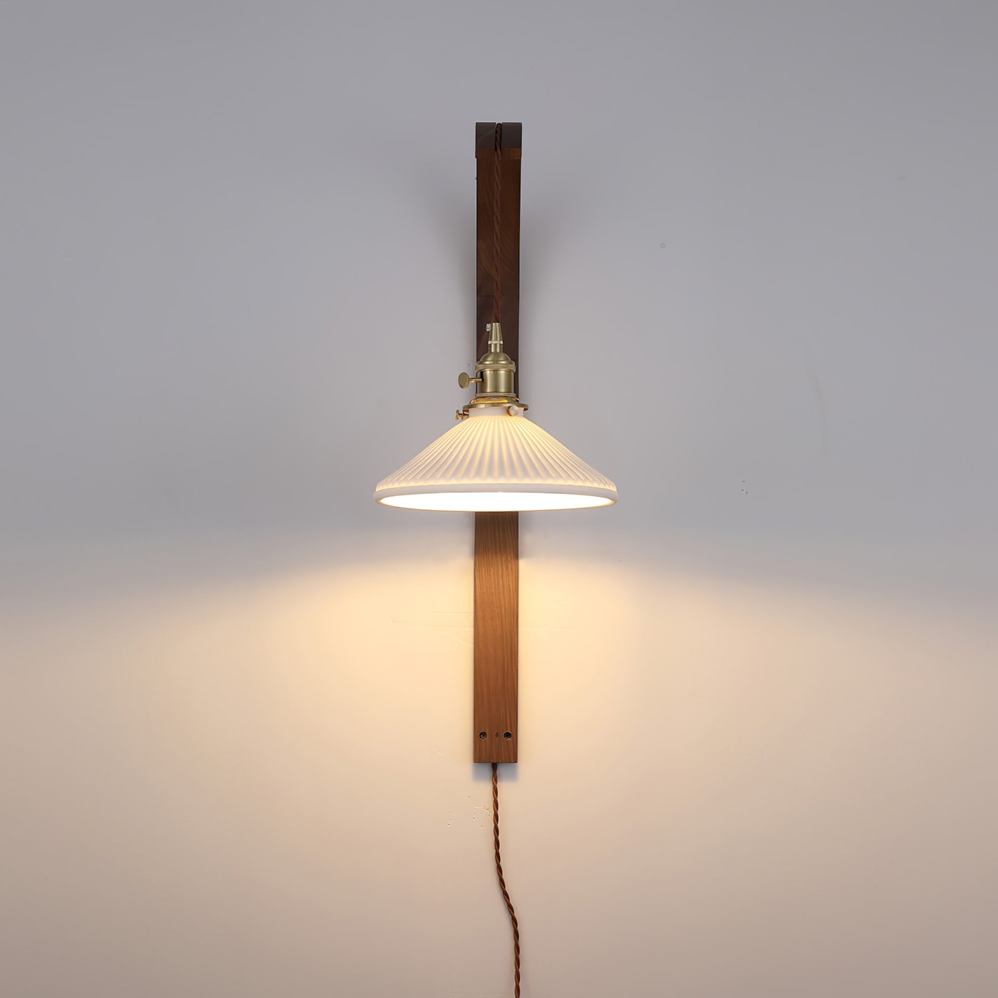 Curved Walnut Ceramic Plug-in Wall Light T1722
