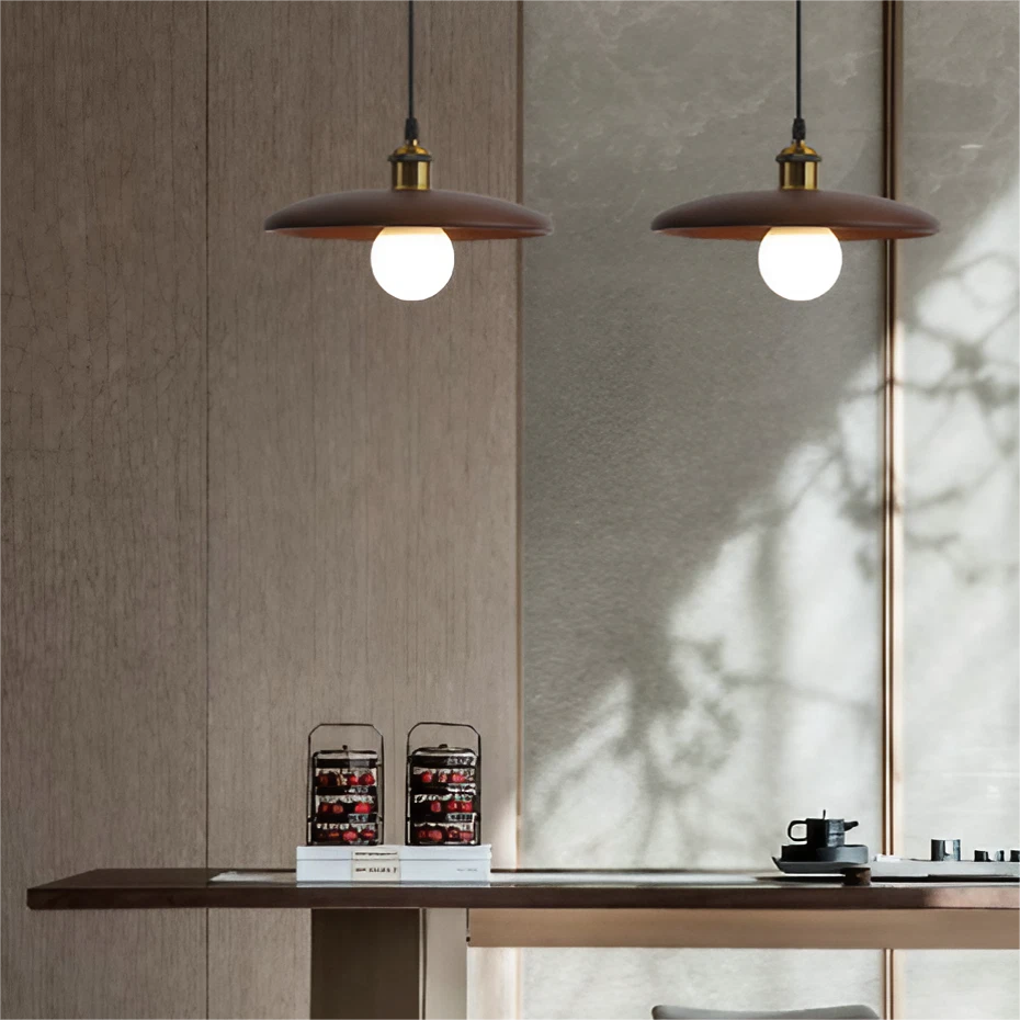 Japanese Wabi-Sabi Wooden Pendant Light S06