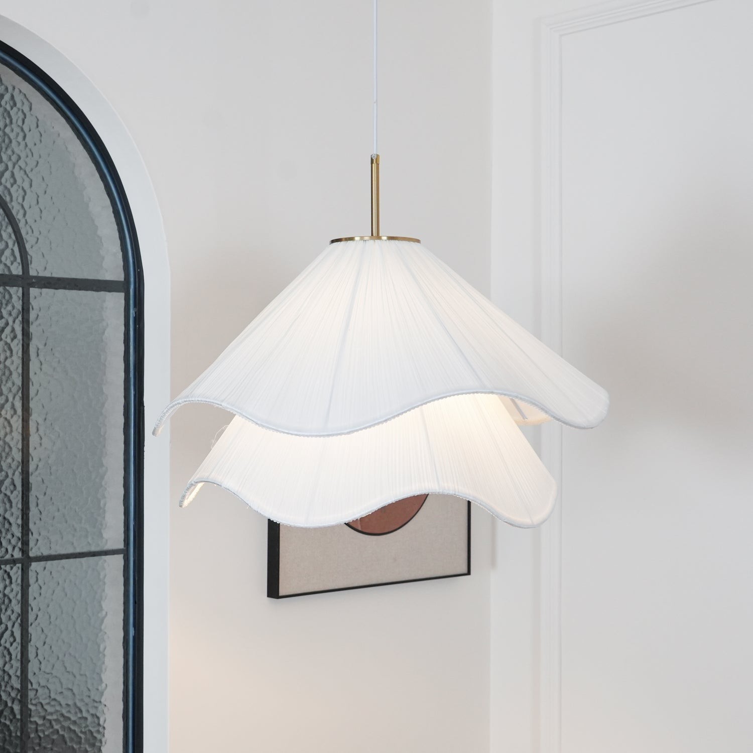 White Layered Pleats Pendant Lamp M147